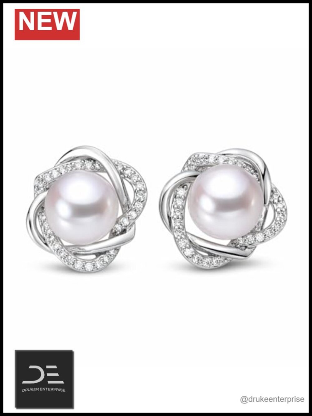 Pearl Earrings Sterling Silver Stud Gift for Wife Mom